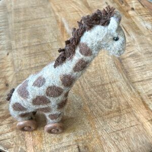 Needle Felt Giraffe on Wheels